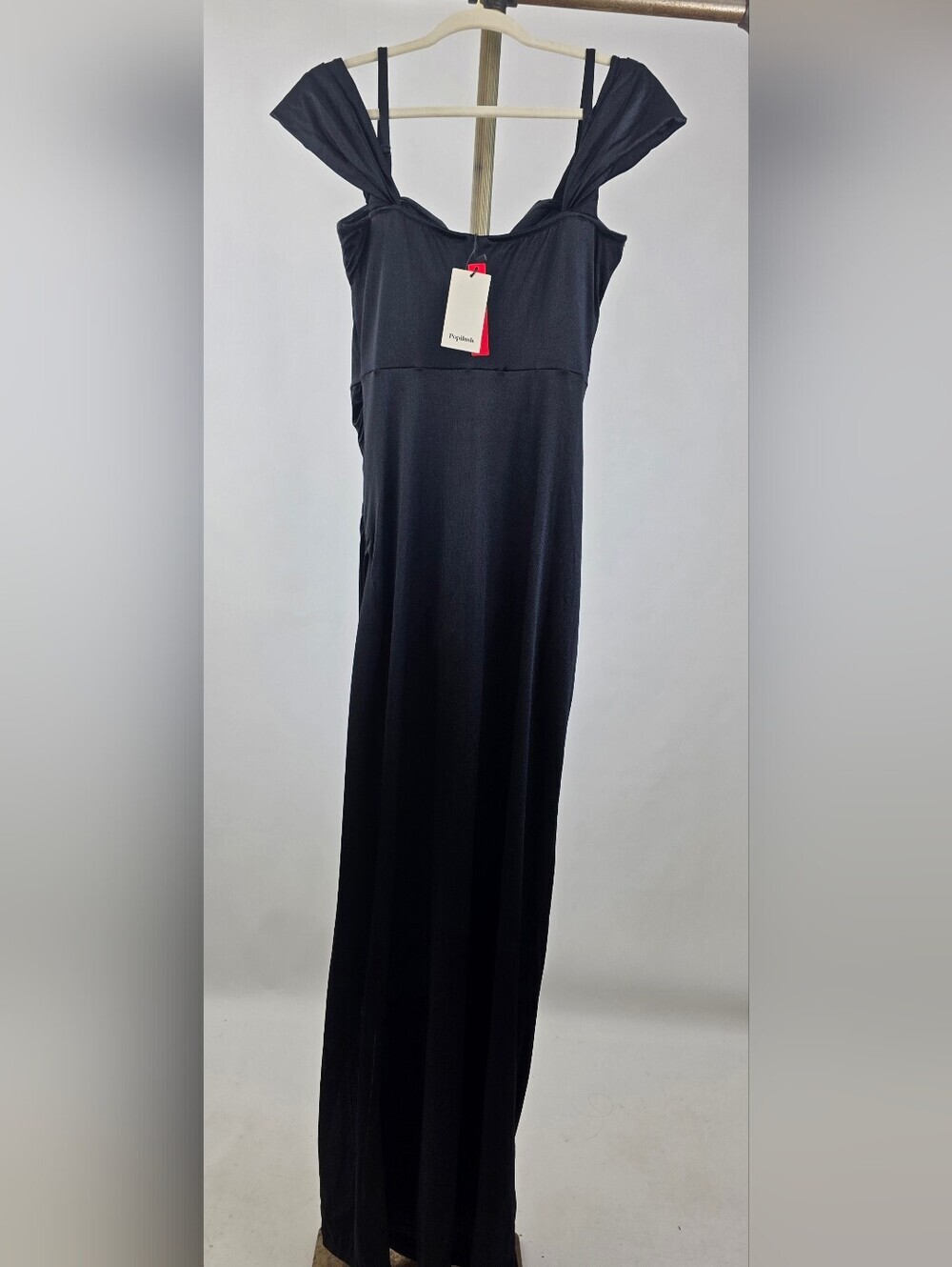 Popilush Women's Black Shimmer Off The Shoulder Multi Way Wear Maxi Dress XL - Picture 12 of 14